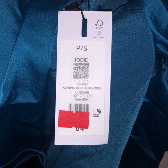 Dynamite Jodie Mock Neck Satin Short Romper - Picture 5 of 5